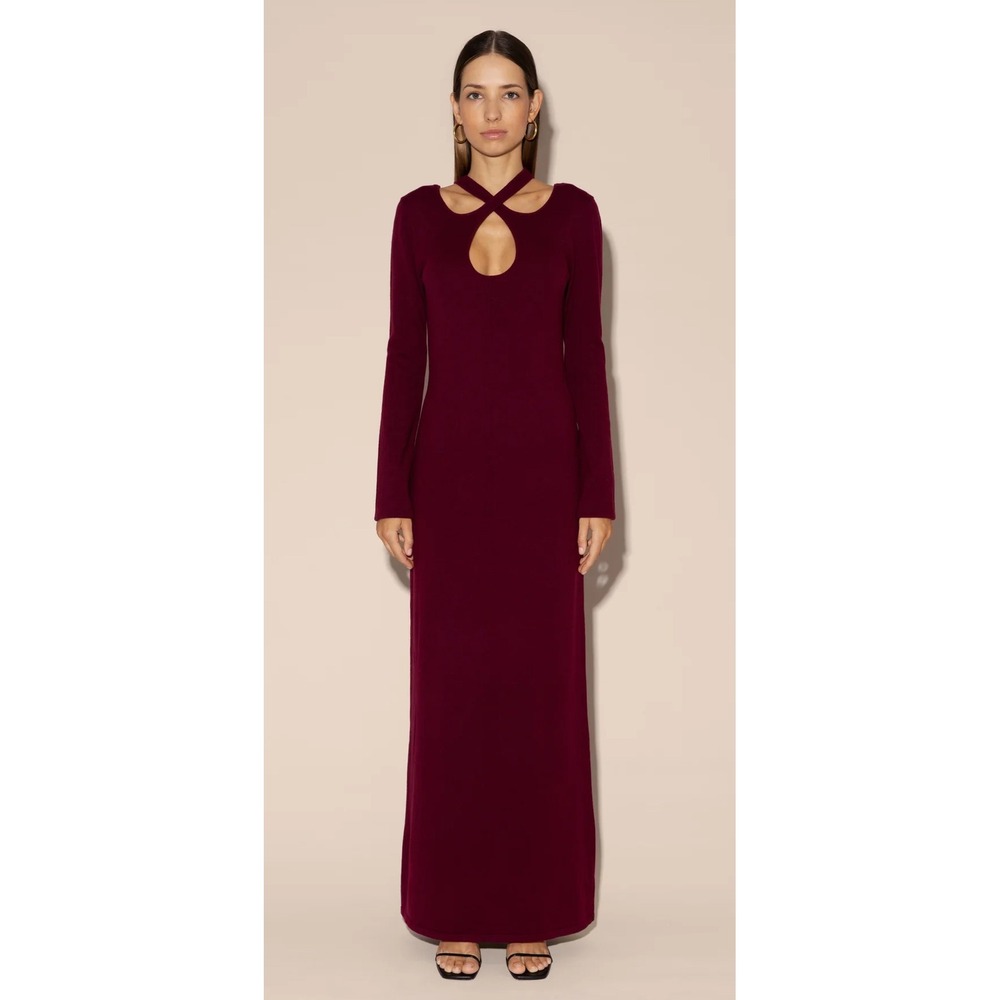Usisi Sister Burgundy Maxi Mary‎ Knit Dress Long Sleeve Medium NWT
